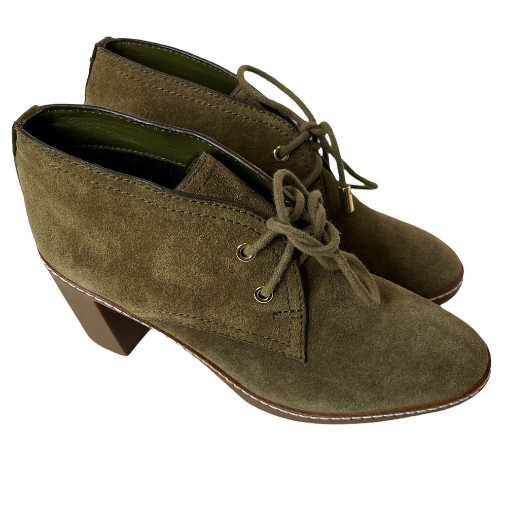 Tory Burch Olive Green Suede Lace-Up Ankle Booties